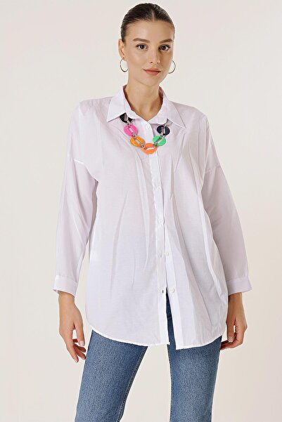 By Saygı Kolyeli Oversize Tunik Gömlek