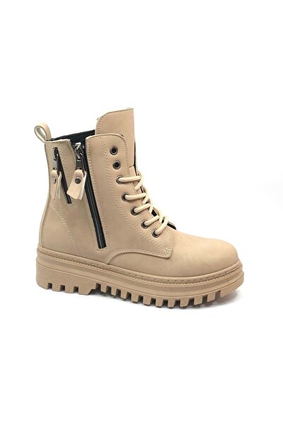 KOCAMANLAR Mehtap Çift Fermuar Detaylı Kaymaz Taban Kadın Kısa Postal Bot NUT