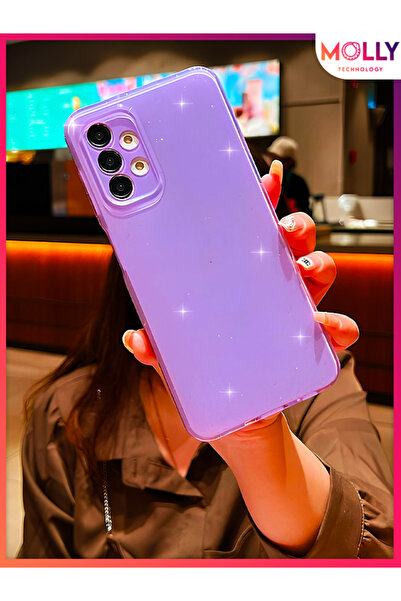 Molly Samsung Galaxy A32 İçin Lila Berry Simli Parlak Silikon Kılıf