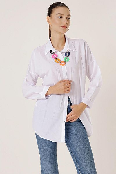 By Saygı Cămașă tunică oversize cu colier