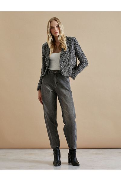 Koton Şahika Ercümen - High Waist Pocket Non-Stretch Comfortable Cotton Jeans