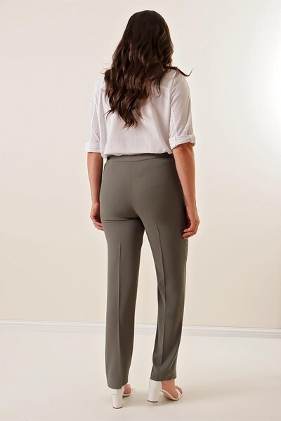 By Saygı Imported Crepe Wide Size Trousers with Elastic Sides
