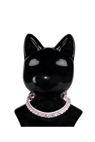 reyselstyle PINK LEATHER WITH ZIRCON STONES AND Rhinestones for CATS AND DOGS