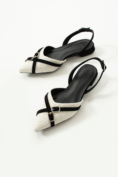 Güllü Shoes Ikona elegantní dámské černé a bílé balerínky se špičatou špičkou na podpatku