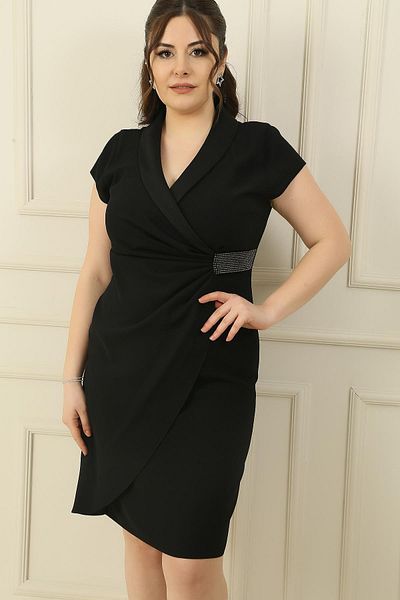 By Saygı Rochie creponată cu mânecă cu unghii în talie, căptușită cu bijuterii