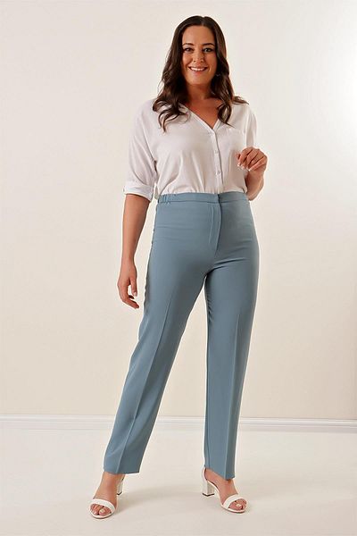 By Saygı Imported Crepe Wide Size Trousers with Elastic Sides