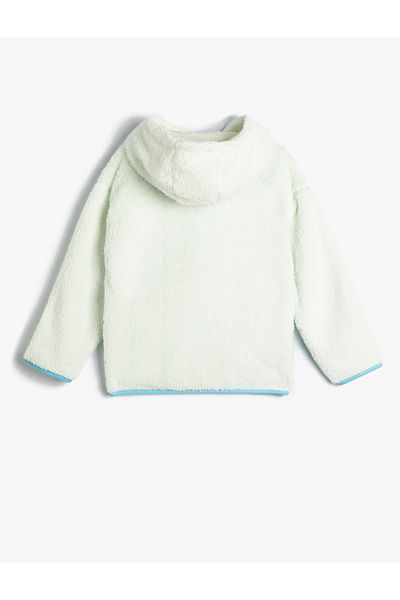 Koton Kapuzen-Plüsch-Sweat-Ski-Tasche mit Farbkontrast