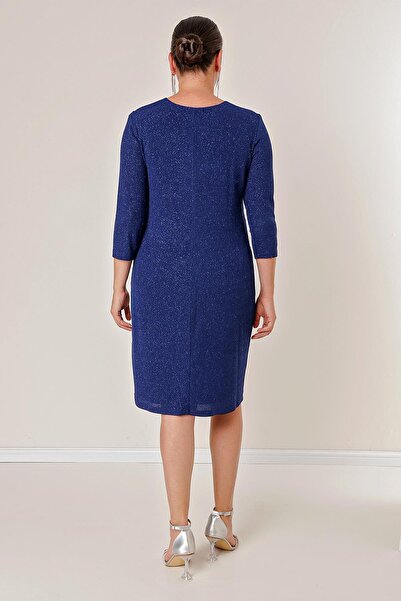 By Saygı Φόρεμα Glitter με διπλό γιακά με επένδυση Plus Size