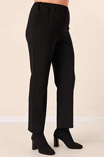 By Saygı Plus Size Trousers with Elastic Waist and Side Pockets.