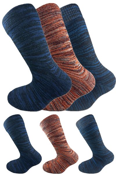 SİHİRLİ AYAKLAR Colorful 3 Pairs Thermal Unisex Men's and Women's Socks - Thick and Warm Heat Sink 38-42