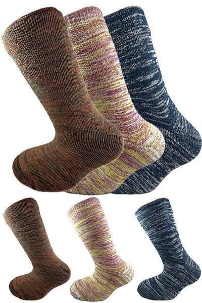 SİHİRLİ AYAKLAR Colorful 3 Pairs Thermal Unisex Men's and Women's Socks - Thick and Warm Heat Sink 38-42