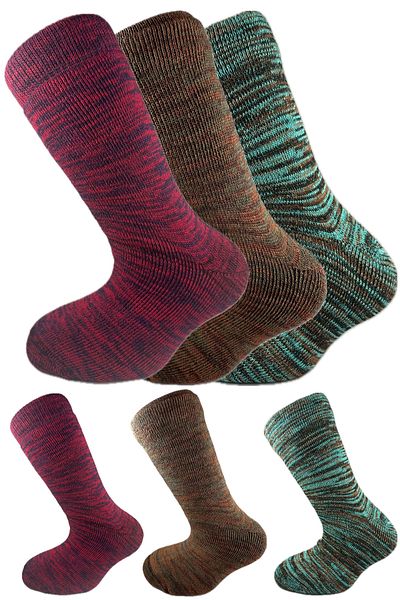 SİHİRLİ AYAKLAR Colorful 3 Pairs Thermal Unisex Men's and Women's Socks - Thick and Warm Heat Sink 38-42