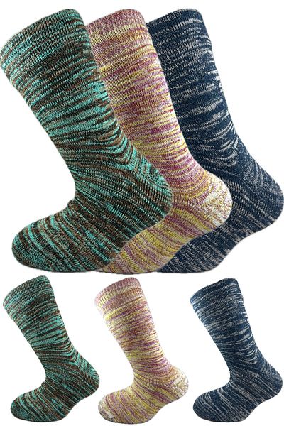 SİHİRLİ AYAKLAR Colorful 3 Pairs Thermal Unisex Men's and Women's Socks - Thick and Warm Heat Sink 38-42