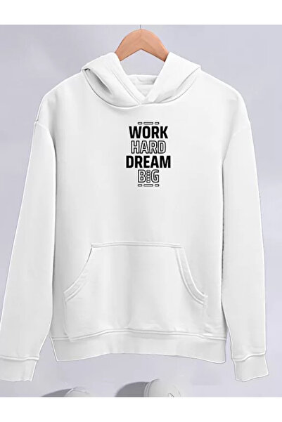 LUMİART Women's Winter Three Thread P Cotton U K Hooded Sweatshirt - White