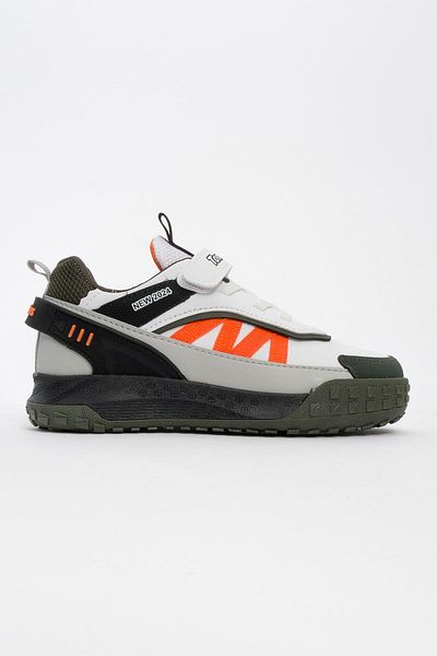 Ccway Pantofi sport pentru copii kaki, alb și portocaliu