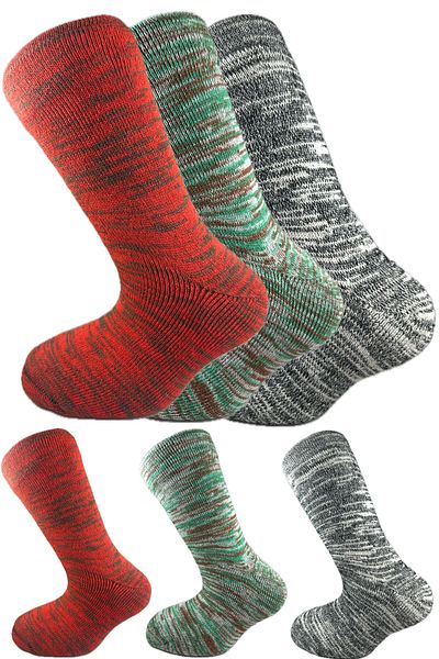 SİHİRLİ AYAKLAR Colorful 3 Pairs Thermal Unisex Men's and Women's Socks - Thick and Warm Heat Sink 38-42