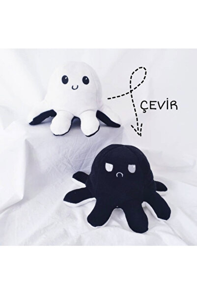 HerEveOyuncak Ahtapot Yastık Çevirdikçe Trip Değiştiren Eğlencelii Yastık Siy...