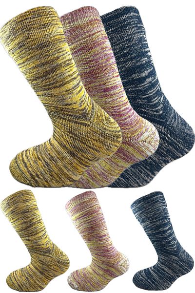 SİHİRLİ AYAKLAR Colorful 3 Pairs Thermal Unisex Men's and Women's Socks - Thick and Warm Heat Sink 38-42