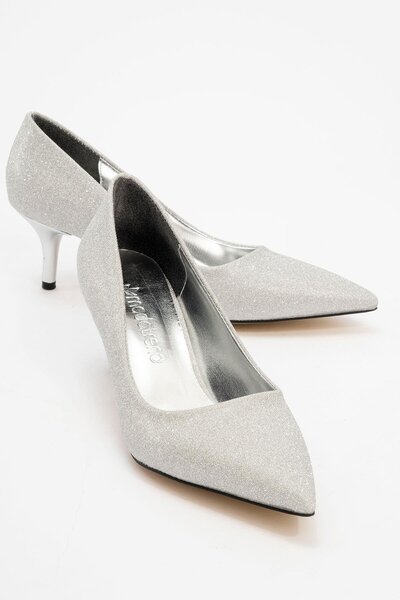 Ccway Γυναικείο στιλέτο σε ασημί χρώμα