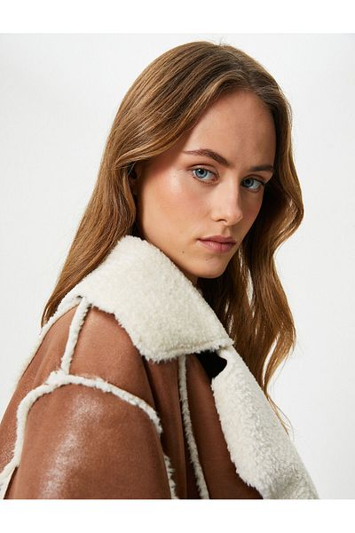 Koton Melis Ağazat X - Παλτό από Faux Leather Faux Fur