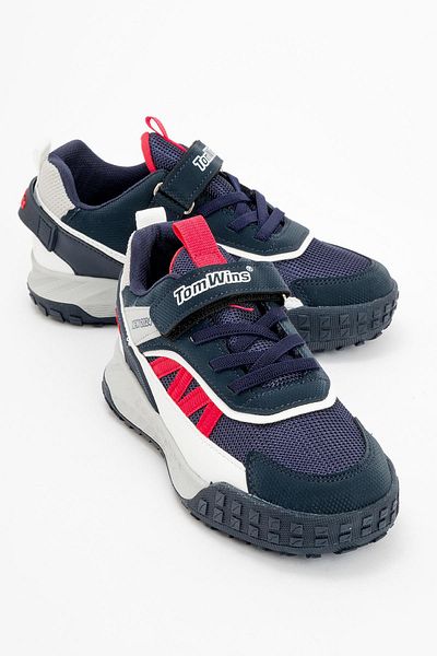 Ccway Pantofi sport pentru copii bleumarin, alb și roșu