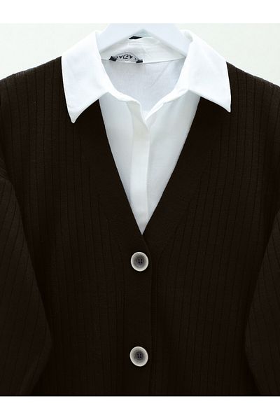 Modamorfo Araboy Knitwear Cardigan - Button and Brown