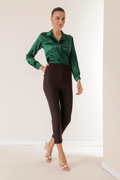 By Saygı Elastic Waist Pocket Dumbbell Trousers