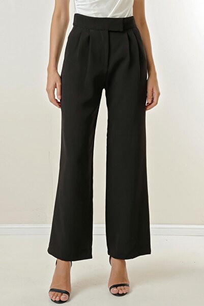 By Saygı Wide Leg Trousers with Velcro Waist Pockets