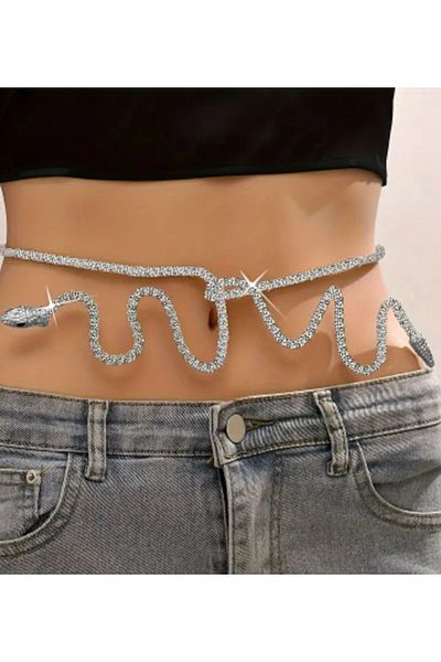 Beauty Box Snake Stone Belt Fashion Waist Chain Hip Accessory Elegant Retro Jewel for Women