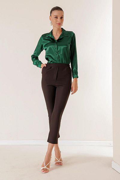 By Saygı Elastic Waist Pocket Dumbbell Trousers