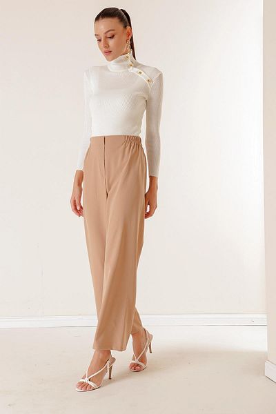 By Saygı Pantaloni Palazzo din țesătură Lycra cu talie elastică