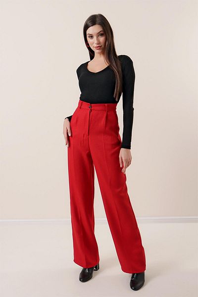 By Saygı Side Pocket Wool Effect Palazzo Trousers