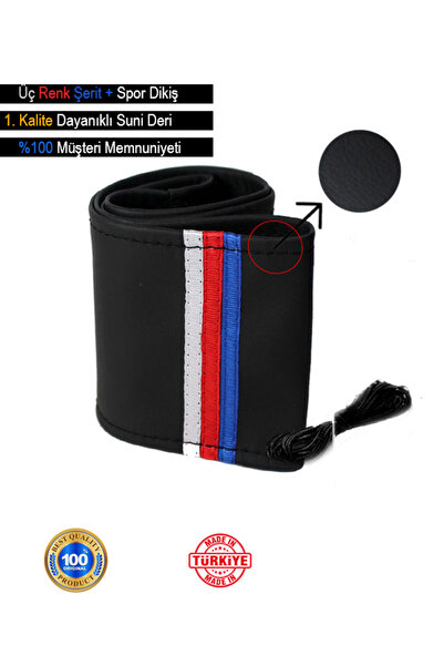 Genel Markalar Peugeot 301 ÖZEL süper deri Direksiyon Kılıfı, Üç Renk Şeritli...