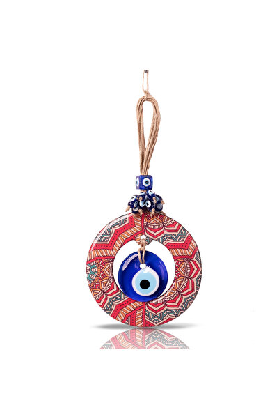 BCS Mandala Ahşap Nazar Boncuğu Duvar Süsü 13 Cm Çap - Ev, Balkon, Ofis Dekor...