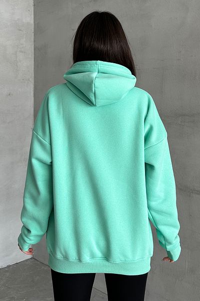 zunop Women's Mint Green Lion Printed Oversize Hooded Sweatshirt