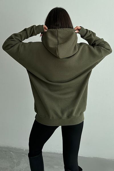 zunop Women's Oversize Door New York Crew Printed Khaki Sweatshirt