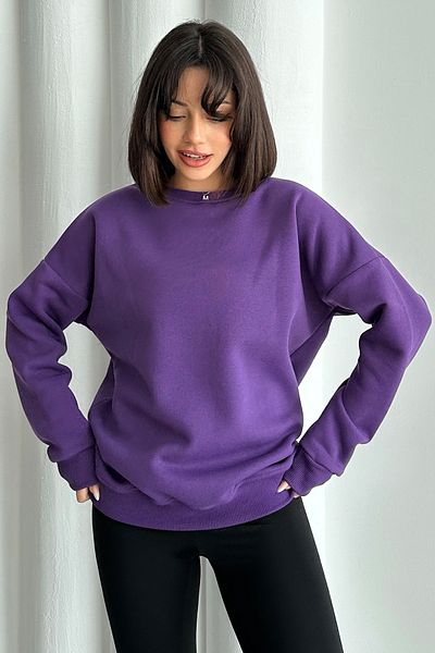 zunop Women's Purple Do What Makes You Happy Printed Oversize Hooded Sweatshirt