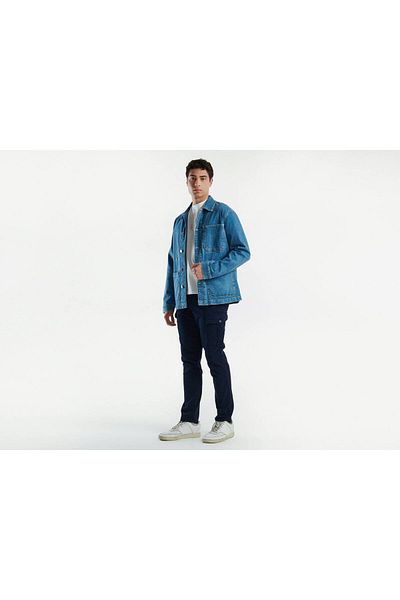 United Colors of Benetton Men's Light Blue Cotton Blended Pocket Detail Shirt Collar Denim Jacket