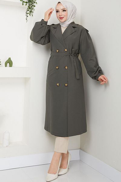 benguen 5854 Trench Model Khaki - Cu centură