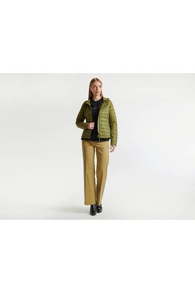 United Colors of Benetton Women's Khaki Recycled Polyester Padded Pufa Coat
