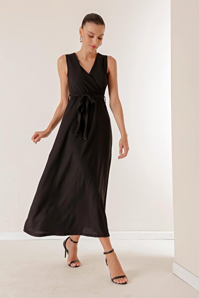 By Saygı Двуредна рокля с колан и деколте