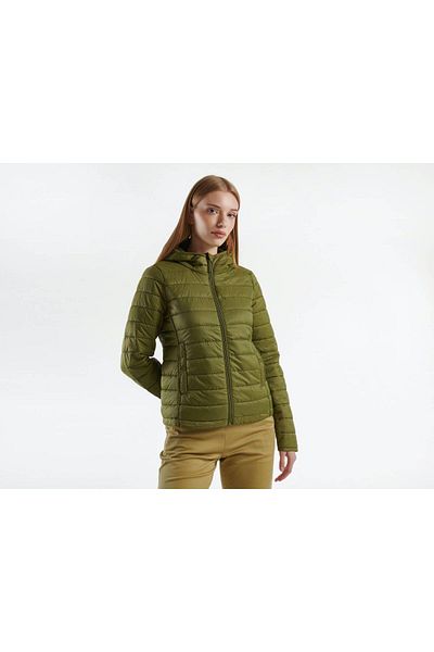 United Colors of Benetton Women's Khaki Recycled Polyester Padded Pufa Coat