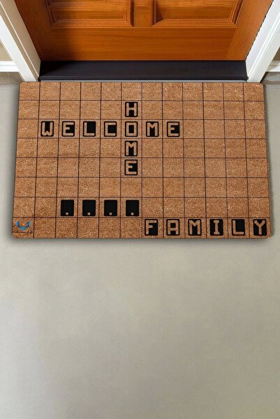 Valerine Life Scrabble Welcome Home Kişiye, İsme ve Aileye Özel Family Kapı Önü Paspası 45x70cm