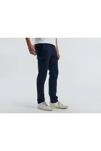 United Colors of Benetton Men's Navy Blue Cotton Blend Cargo Pants with Side and Back Pocket Detail