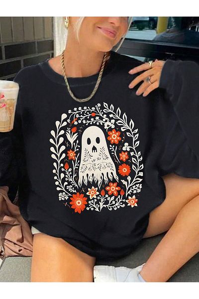 Pink Sky Unisex Oversize Sweatshirt - 1 Hoodie with Front Print for Halloween