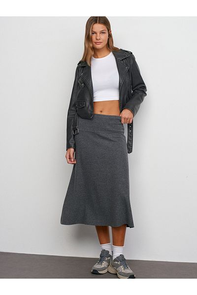 Dilvin 80390 Thessaloniki Midi Skirt-Anthracite