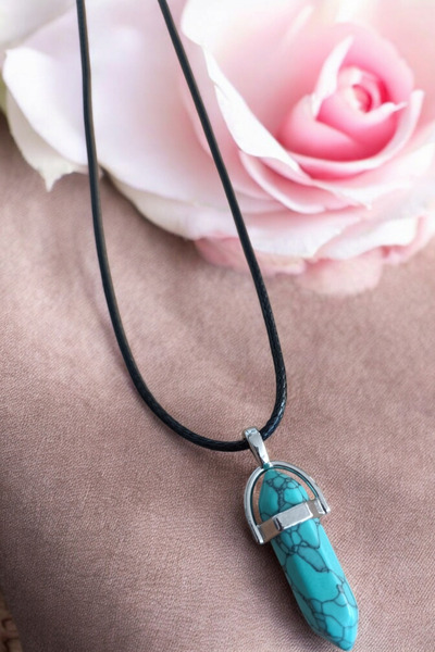MGA DOĞAL TAŞ Turquoise Nail Necklace - Natural Stone Necklace - Souvenirs Lo...
