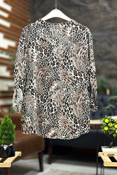 sahnemoda Шаль і сорочка з коміром з леопардовим принтом