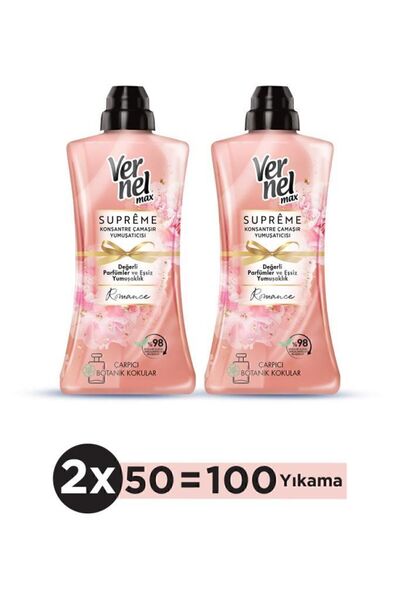 Vernel Max Konsantre Çamaşır Yumuşatıcısı 2 X 1200ml (100 YIKAMA) Supreme Rom...