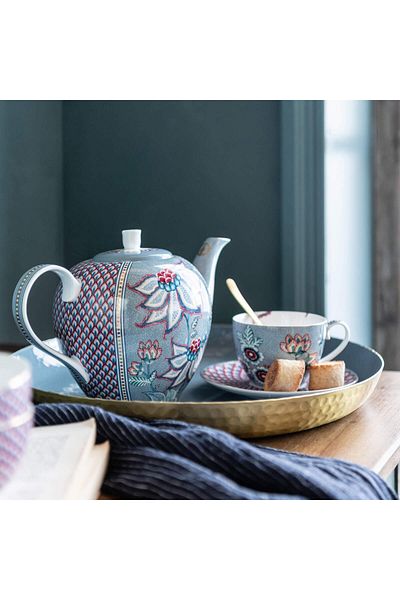 Pip Studio Flower Festival Blue Porcelain Teapot 1600 ml